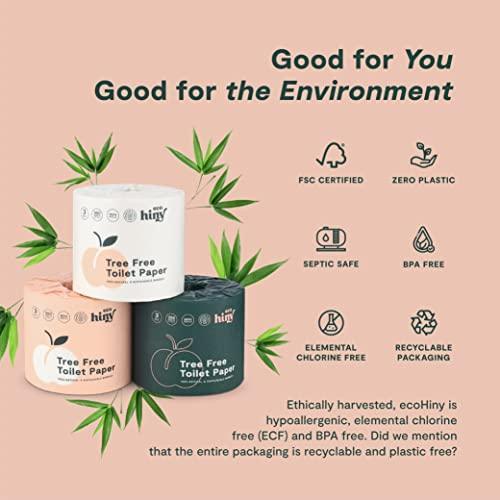 ecoHiny Premium & Soft Bamboo Toilet Paper | 12 Mega Rolls, 3 PLY & 350 Sheets | FSC Certified, Flushable, Septic Safe & BPA Free | Eco Friendly & Tree Free Toilet Tissues | Plastic Free Packaging - SHOP NO2CO2