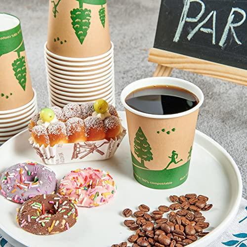 ECOLipak 300 Pack Compostable Paper Cups, 8 oz Biodegradable Disposable Paper Coffee Cups with PLA Lined, Eco friendly Hot Drinking Cups for Party, Picnic,Travel,and Events - SHOP NO2CO2