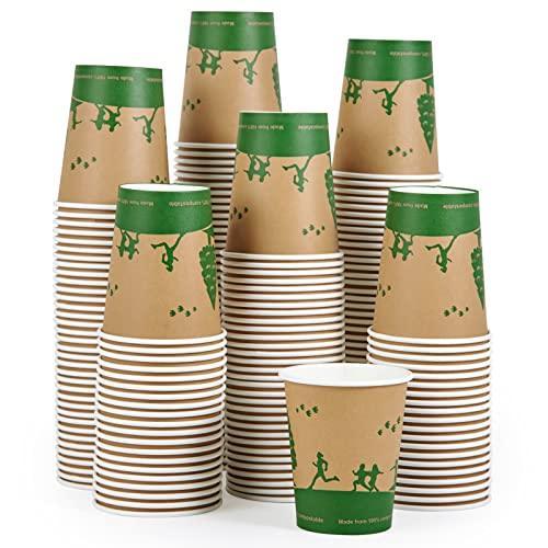 ECOLipak 300 Pack Compostable Paper Cups, 8 oz Biodegradable Disposable Paper Coffee Cups with PLA Lined, Eco friendly Hot Drinking Cups for Party, Picnic,Travel,and Events - SHOP NO2CO2