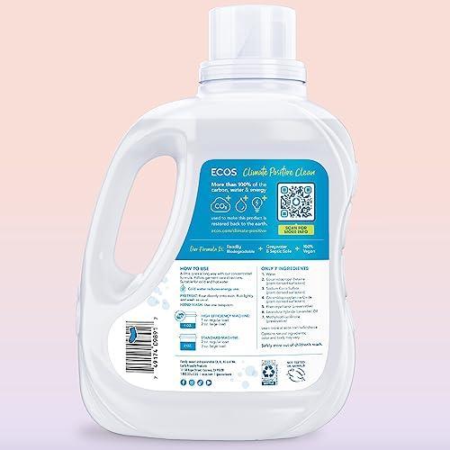 ECOS Laundry Detergent Liquid, 200 Loads - Dermatologist Tested Laundry Soap - Hypoallergenic, EPA Safer Choice Certified, Plant-Powered - Lavender, 100 Fl Oz (Pack of 2) - SHOP NO2CO2