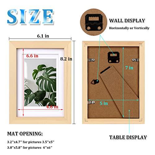 Egofine 5x7 Picture Frame Natural Wood with Plexiglass, Display Pictures 3.5x5/4x6 with Mat or 5x7 Without Mat for Tabletop and Wall Mounting - SHOP NO2CO2