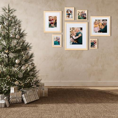 Egofine 5x7 Picture Frame Natural Wood with Plexiglass, Display Pictures 3.5x5/4x6 with Mat or 5x7 Without Mat for Tabletop and Wall Mounting - SHOP NO2CO2