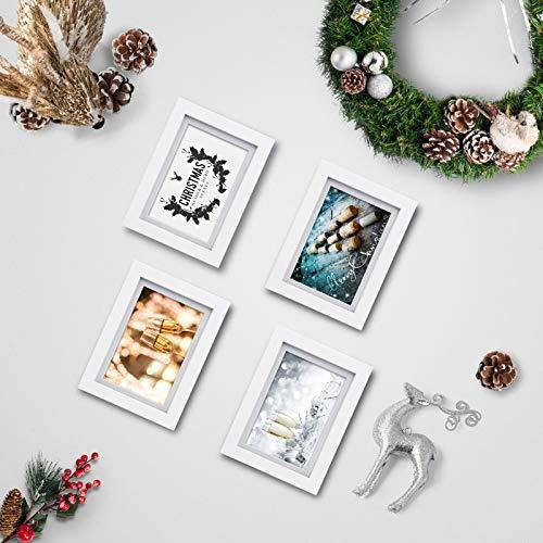 Egofine 5x7 Picture Frames 4 PCS - Made of Solid Wood Covered by Plexiglass Matted for 4x6 and 3.5x5 for Table Top Display and Wall Mounting photo frame White - SHOP NO2CO2