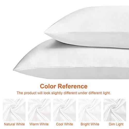 EHEYCIGA Satin Pillowcase for Hair and Skin Silk Pillowcase Set of 2 White Soft Pillow Cases 2 Pack Queen Size 20X30 Inches with Envelope Closure - SHOP NO2CO2