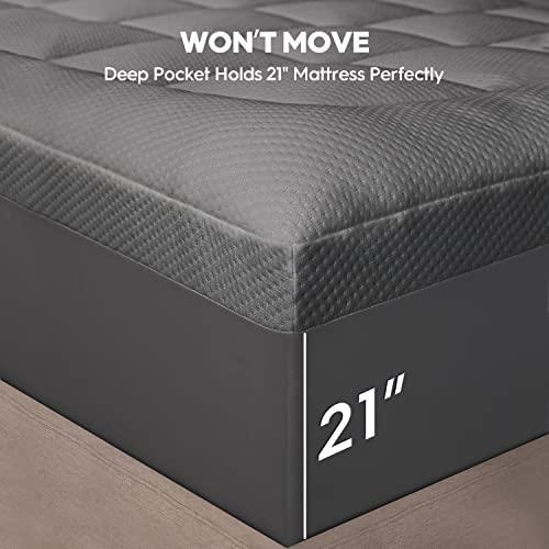 ELEMUSE Dual Layer 3 Inch Memory Foam Mattress Topper Cal King, 2 Inch Cooling Gel Memory Foam Plus 1 Inch Pillow Top Cover, Rayon Made from Bamboo Fabric, Comfort Support Back Pain Relief, Grey - SHOP NO2CO2