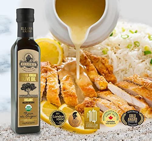 Ellora Farms, Organic Greek Extra Virgin Olive Oil and PDO, Traceable, Kosher and First Cold Press, High Polyphenols, 8.5 oz. Glass Bottles, Combo Pack of 2 (ORGANIC & PDO) - SHOP NO2CO2