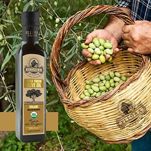 Ellora Farms, USDA Organic Greek Extra Virgin Olive Oil, Single Origin, Traceable, Global Gold Awards, First Cold Press, 8.45 oz. Bottle, Pack of 2 - SHOP NO2CO2