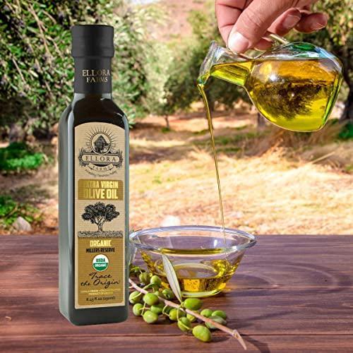 Ellora Farms, USDA Organic Greek Extra Virgin Olive Oil, Single Origin, Traceable, Global Gold Awards, First Cold Press, 8.45 oz. Bottle, Pack of 2 - SHOP NO2CO2