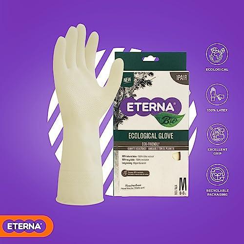 ETERNA Ecological Gloves, Gloves for Kitchen and Household Cleaning, Excelent Grip, Eco-Friendly, 100% Natural, Size M, 1.90 Oz - SHOP NO2CO2