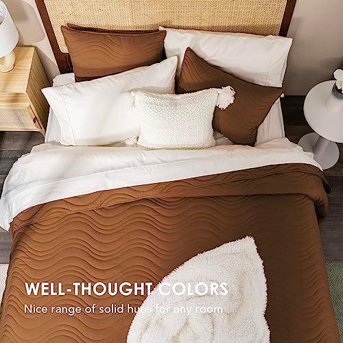 EVERGRACE Oversized Quilt Set 3 Pieces 94" x 96" Queen Bed Quilts Soft Full Size Reversible Bedding Sets Bedspread Lightweight Quilted Comforter Microfiber Coverlet, Burnt Orange - SHOP NO2CO2