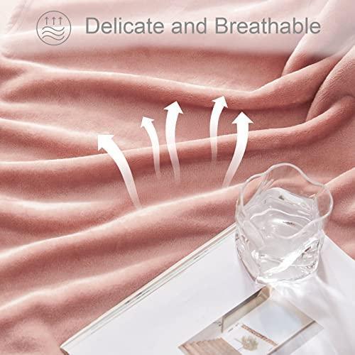 Exclusivo Mezcla Fleece Throw Blanket for Couch, Sofa, Super Soft and Warm Blankets, Dusty Pink Throw for Fall and Winter, Cozy, Plush, Lightweight, 50x60 inches - SHOP NO2CO2