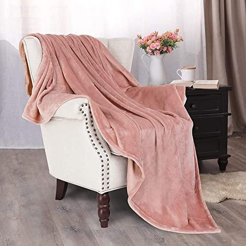 Exclusivo Mezcla Fleece Throw Blanket for Couch, Sofa, Super Soft and Warm Blankets, Dusty Pink Throw for Fall and Winter, Cozy, Plush, Lightweight, 50x60 inches - SHOP NO2CO2