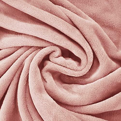 Exclusivo Mezcla Fleece Throw Blanket for Couch, Sofa, Super Soft and Warm Blankets, Dusty Pink Throw for Fall and Winter, Cozy, Plush, Lightweight, 50x60 inches - SHOP NO2CO2