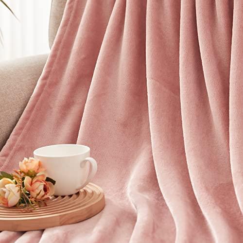 Exclusivo Mezcla Fleece Throw Blanket for Couch, Sofa, Super Soft and Warm Blankets, Dusty Pink Throw for Fall and Winter, Cozy, Plush, Lightweight, 50x60 inches - SHOP NO2CO2