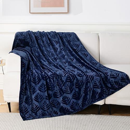 Exclusivo Mezcla Fleece Throw Blanket for Couch, Super Soft and Warm Blankets for Fall and Winter, Plush Fuzzy and Lightweight Navy Blue Throw,50x60 Inch - SHOP NO2CO2