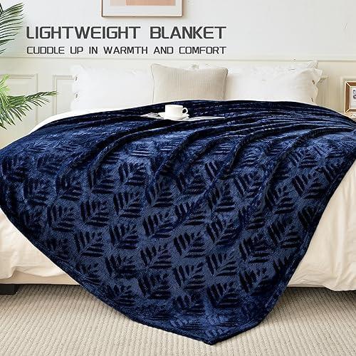 Exclusivo Mezcla Fleece Throw Blanket for Couch, Super Soft and Warm Blankets for Fall and Winter, Plush Fuzzy and Lightweight Navy Blue Throw,50x60 Inch - SHOP NO2CO2