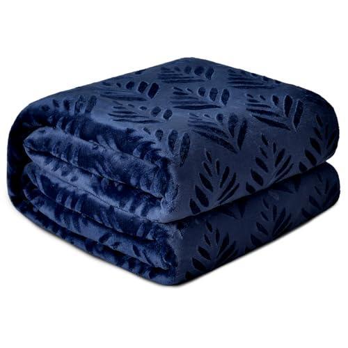 Exclusivo Mezcla Fleece Throw Blanket for Couch, Super Soft and Warm Blankets for Fall and Winter, Plush Fuzzy and Lightweight Navy Blue Throw,50x60 Inch - SHOP NO2CO2