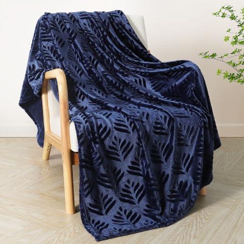 Exclusivo Mezcla Fleece Throw Blanket for Couch, Super Soft and Warm Blankets for Fall and Winter, Plush Fuzzy and Lightweight Navy Blue Throw,50x60 Inch - SHOP NO2CO2