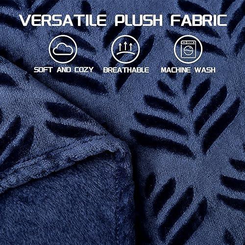 Exclusivo Mezcla Fleece Throw Blanket for Couch, Super Soft and Warm Blankets for Fall and Winter, Plush Fuzzy and Lightweight Navy Blue Throw,50x60 Inch - SHOP NO2CO2