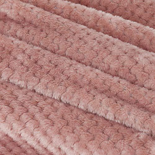 Exclusivo Mezcla Waffle Textured Dusty Pink Fleece Blanket, Super Soft and Warm 50x70 inches Throw Blanket for Couch, Cozy, Fuzzy and Lightweight - SHOP NO2CO2