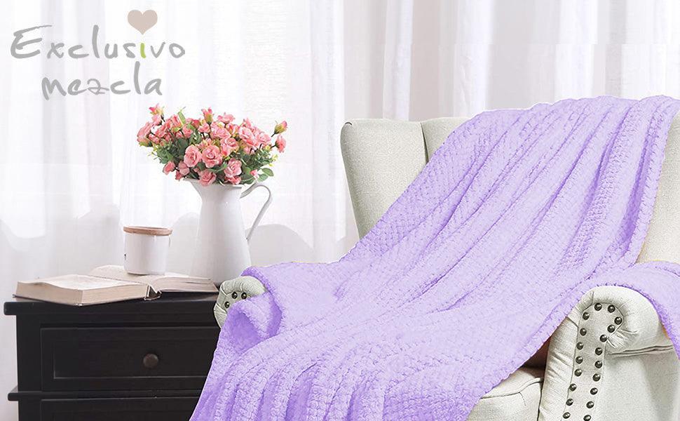 Exclusivo Mezcla Waffle Textured Dusty Pink Fleece Blanket, Super Soft and Warm 50x70 inches Throw Blanket for Couch, Cozy, Fuzzy and Lightweight - SHOP NO2CO2