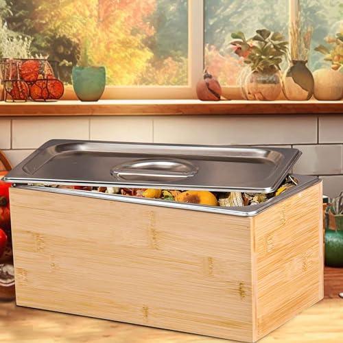 Exfoil Kitchen Compost Bin with lid, As Indoor Compost Bin with Stainless Steel Insert, Countertop Compost Bin- 1.6 Gal Smell Proof,Indoor Large Compost Bin Kitchen - SHOP NO2CO2