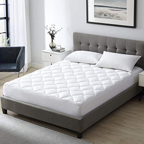 EXQ Home Mattress Pad Pillow Top Mattress Cover with Down Alternative Fill,100% Organic Cotton Overfilled Mattress Toppers Deep Pocket (White, King) - SHOP NO2CO2