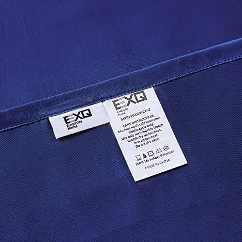 EXQ Home Silky Satin Pillowcase for Hair and Skin,Pillow Cases Standard Size Set of 2 Satin Pillow Case 2 Pack with Envelope Closure Navy Blue (20x26 inches) - SHOP NO2CO2