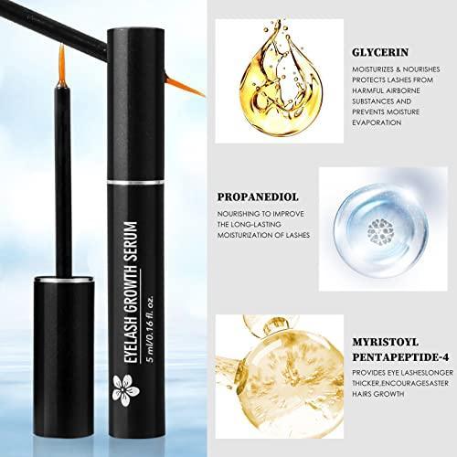 Eyelash Growth Serum - Fuller & Longer Looking Eyelashes Lash Enhancing Serum for Natural Lashes or Lash Extensions & Brows, Vegan & Cruelty-Free - SHOP NO2CO2