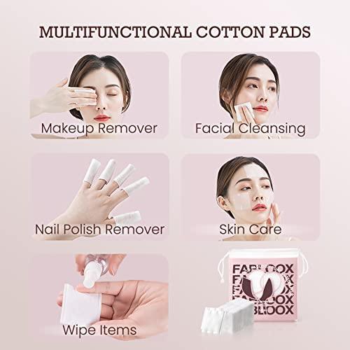 FABLOOX Cotton Pads for Face, Facial Lip Eye Makeup Remover Pads, 100% Pure Cotton Squares, Hypoallergenic, Lint Free Triple Layers Cosmetic Cotton Pads for Toner and Skin Care Products(100 Count) - SHOP NO2CO2