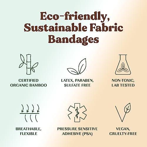 FEBU Eco-Friendly Organic Bamboo Fabric Bandages for Sensitive Skin | Flexible Latex Free Bandages | Natural Hypoallergenic Bandages for Scrapes, Cuts & First Aid | 75 Count Variety Pack - SHOP NO2CO2