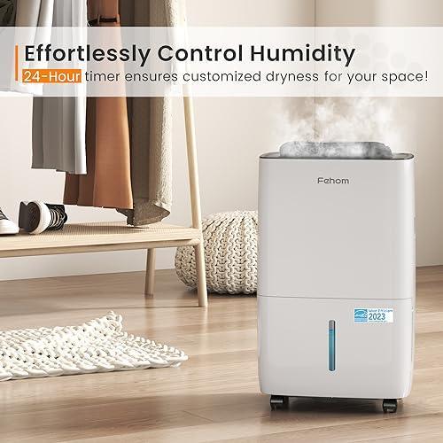 Fehom 80 Pints Dehumidifier Most Efficient 2023 Energy Star - 5000 Sq. Ft Dehumidifier for Basement with Drain Hose and 1.06 Gal Water Tank, Smart Dehumidifiers for Home, Large Rooms - SHOP NO2CO2