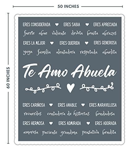 FILO ESTILO Abuela Blanket, Abuela Gifts for Christmas from Grandkids/Los Nietos, Regalos para Abuela Cumpleaños/Birthday, Navidad 60x50 Inches (Sherpa, Grey) - SHOP NO2CO2