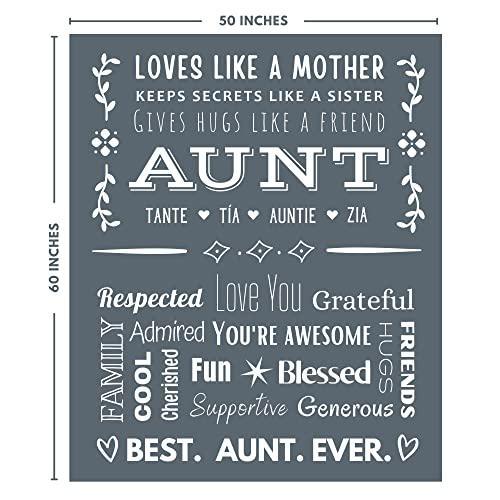 FILO ESTILO Best Aunt Ever Gifts, Aunt Blanket, Aunt Gifts for Christmas from Niece or Nephew, Soft Throw Blanket Filled with Words of Appreciation, Aunt Birthday Gift 60x50 Inches (Grey, Fleece) - SHOP NO2CO2