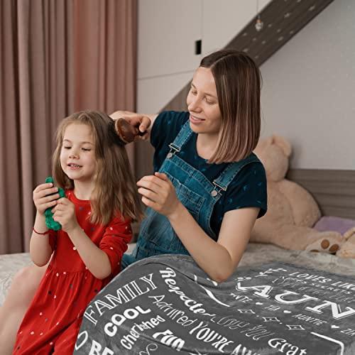 FILO ESTILO Best Aunt Ever Gifts, Aunt Blanket, Aunt Gifts for Christmas from Niece or Nephew, Soft Throw Blanket Filled with Words of Appreciation, Aunt Birthday Gift 60x50 Inches (Grey, Fleece) - SHOP NO2CO2