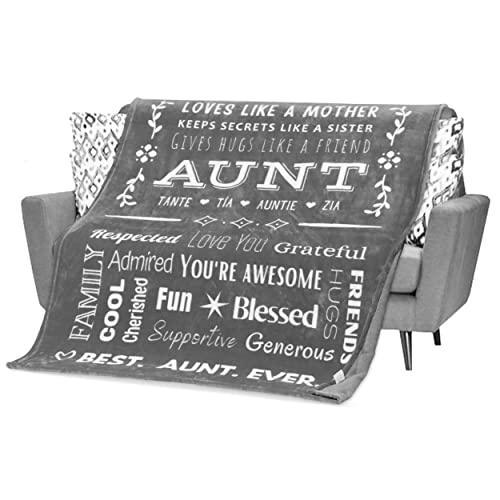 FILO ESTILO Best Aunt Ever Gifts, Aunt Blanket, Aunt Gifts for Christmas from Niece or Nephew, Soft Throw Blanket Filled with Words of Appreciation, Aunt Birthday Gift 60x50 Inches (Grey, Fleece) - SHOP NO2CO2