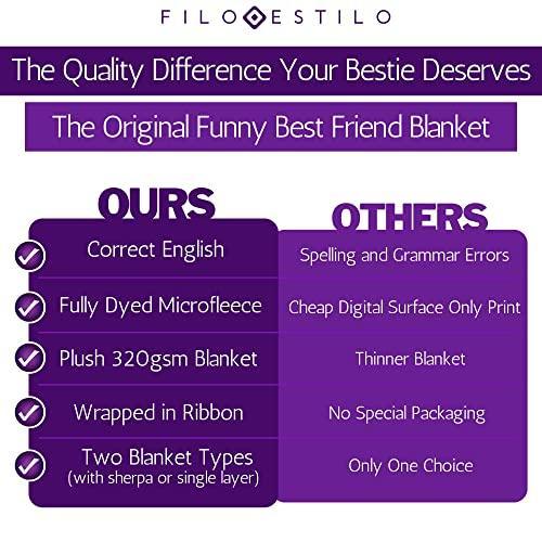 FILO ESTILO Funny Gifts for Best Friends Women, Funny Best Friend Blanket with Fun Quotes and Sayings, Friendship Birthday Gifts for BFF, Bestie 60x50 Inches (Purple, Fleece) - SHOP NO2CO2