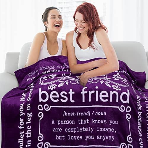 FILO ESTILO Funny Gifts for Best Friends Women, Funny Best Friend Blanket with Fun Quotes and Sayings, Friendship Birthday Gifts for BFF, Bestie 60x50 Inches (Purple, Fleece) - SHOP NO2CO2