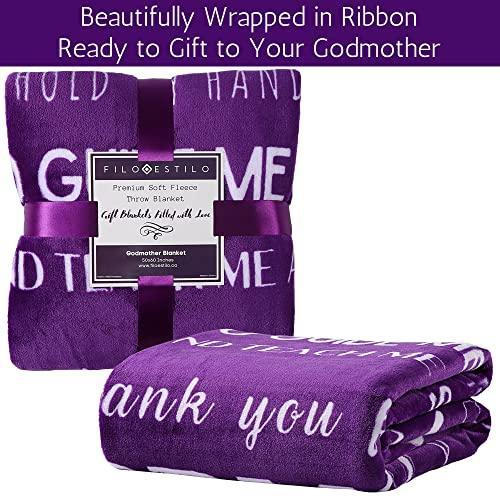 FILO ESTILO Godmother Gifts from Godchild, Godmother Blanket, Christmas Gifts for Godmother, Birthday, Mothers Day, Christmas, Throw 60x50 Inches (Purple) - SHOP NO2CO2