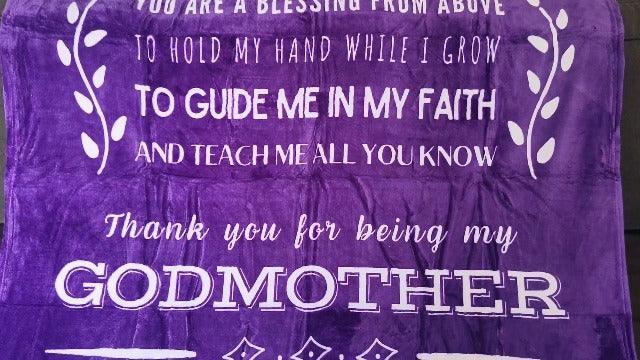 FILO ESTILO Godmother Gifts from Godchild, Godmother Blanket, Christmas Gifts for Godmother, Birthday, Mothers Day, Christmas, Throw 60x50 Inches (Purple) - SHOP NO2CO2