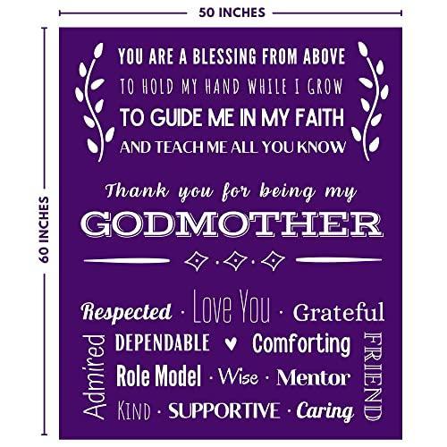 FILO ESTILO Godmother Gifts from Godchild, Godmother Blanket, Christmas Gifts for Godmother, Birthday, Mothers Day, Christmas, Throw 60x50 Inches (Purple) - SHOP NO2CO2