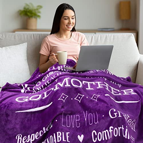 FILO ESTILO Godmother Gifts from Godchild, Godmother Blanket, Christmas Gifts for Godmother, Birthday, Mothers Day, Christmas, Throw 60x50 Inches (Purple) - SHOP NO2CO2