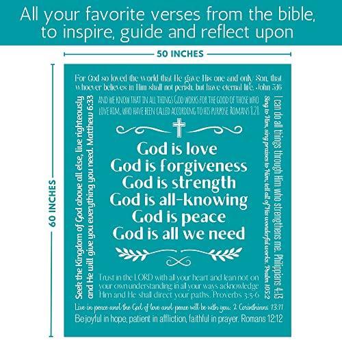 FILO ESTILO Religious Gifts for Mom, Bible Verse Blanket, Gifts for Christian Women, Men, Catholic Gifts for Elderly Women, Faith, Spiritual, Prayer Gifts 60x50 Inches (Teal) - SHOP NO2CO2