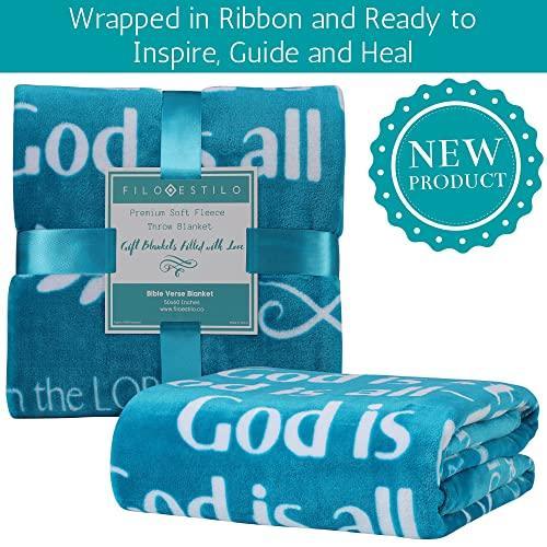 FILO ESTILO Religious Gifts for Mom, Bible Verse Blanket, Gifts for Christian Women, Men, Catholic Gifts for Elderly Women, Faith, Spiritual, Prayer Gifts 60x50 Inches (Teal) - SHOP NO2CO2