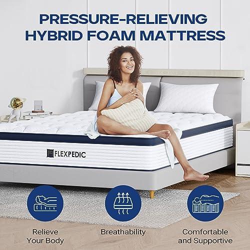 FLEXPEDIC 10" Twin Mattress, Memory Foam Hybrid Mattress with Space Cotton for Tight Sleep, Medium-Firm Cooling Mattress with Stronger Support, Motion Isolation &Pressure Relieving USA Made Mattress - SHOP NO2CO2