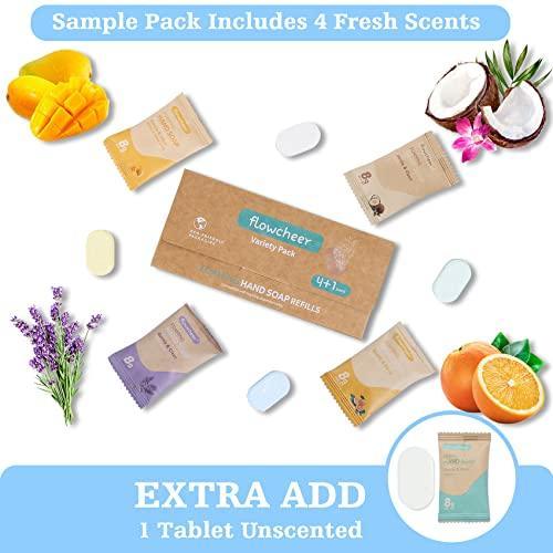 flowcheer Foaming Hand Soap Tablet Refills-Sample Pack Hand Wash 5 Tablets-Zero Waste Eco Friendly Product&Cleaning Supplies-Fills 5 X 8 fl oz Refillable Foam Dispenser(40 Fl oz total) - SHOP NO2CO2