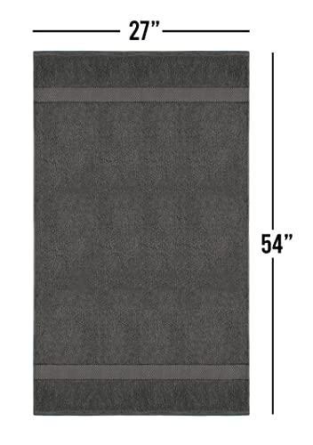 Fluffyn 100% Cotton Fancy Bath Towels -Towels for Bathroom - Eco-Friendly, Super Soft, Highly Absorbent Bath Towels - Oeko-Tex Certified - 27" x 54" Inches (Grey/Black, Bath Towels Set of 4) - SHOP NO2CO2