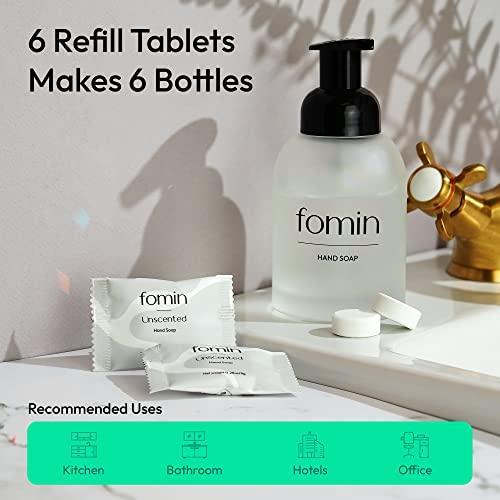 FOMIN Foaming Hand Soap Tablets (6 Count) - Makes 48 fl oz (6 x 8 fl oz) - Unscented Foaming Hand Soap Refills, Sustainable Soap Tablets for Hands - SHOP NO2CO2