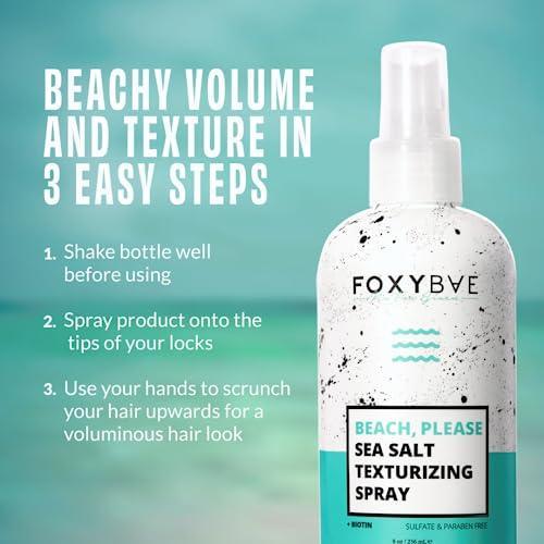 FoxyBae Sea Salt Spray for Hair Men & Women - Texture Spray for Hair - Volumizing & Hair Texturizing Spray with Biotin for Hair Growth, Thickening - Wavy Hair Products - 8 Fl oz - SHOP NO2CO2