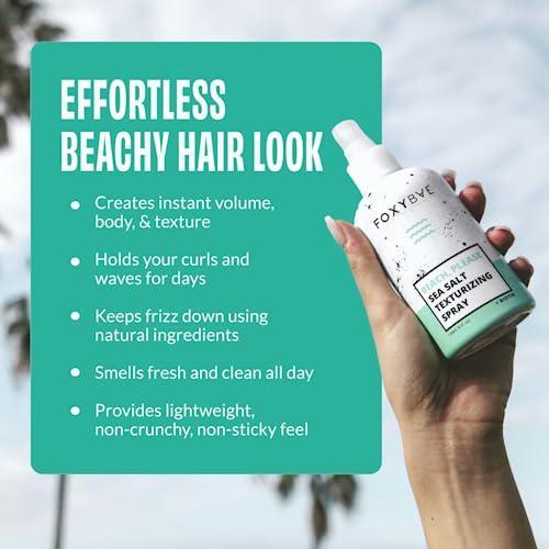 FoxyBae Sea Salt Spray for Hair Men & Women - Texture Spray for Hair - Volumizing & Hair Texturizing Spray with Biotin for Hair Growth, Thickening - Wavy Hair Products - 8 Fl oz - SHOP NO2CO2